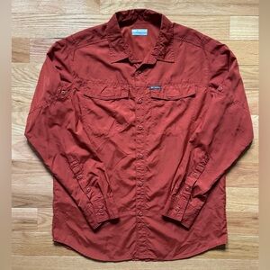 NWOT Columbia Men’s Orange Button-Down Shirt, Long-Sleeve, Ultra-Light, Size M